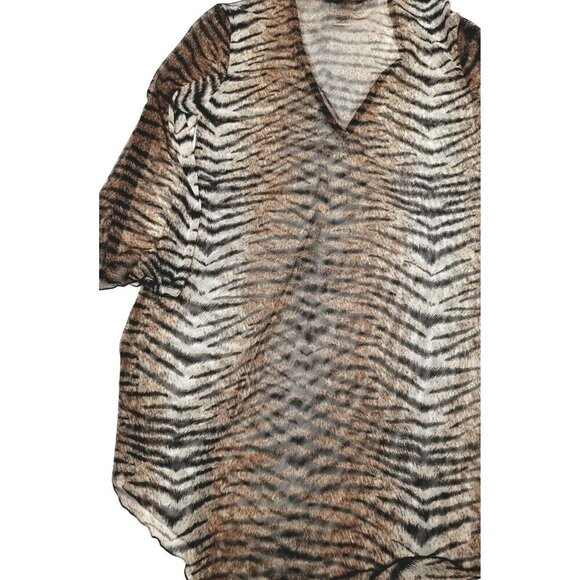 Tiger Animal Print Sheer Tunic Top By Jordan Taylor S Mob‎ Wife - Picture 11 of 11